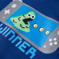 Kindertrui met capuchon spelcomputerprint 128 donkerblauw - thumbnail