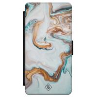 Samsung Galaxy S21 flipcase - Marmer blauw goud - thumbnail