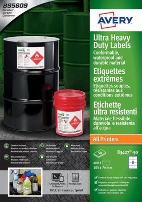 Etiket avery b3427-50 105x74mm pe wit 400st Etiket avery b3427-50 105x74mm pe wit 400st