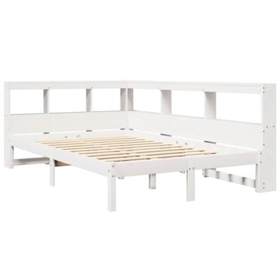 Bed met boekenkast zonder matras grenenhout wit 150x200 cm - thumbnail