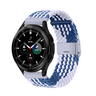 Braided nylon bandje - Blauw / wit - Samsung Galaxy Watch 4 Classic - 42mm / 46mm - thumbnail