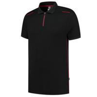 Tricorp Casual 202703 Accent unisex poloshirt Zwart Rood M - thumbnail