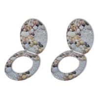 Toiletbrillen met deksels 2 st kiezelstenen MDF - thumbnail