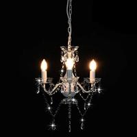 Kroonluchter met kralen rond 3xE14 wit - thumbnail