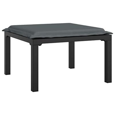 3-delige Loungeset met kussens poly rattan zwart en grijs - thumbnail