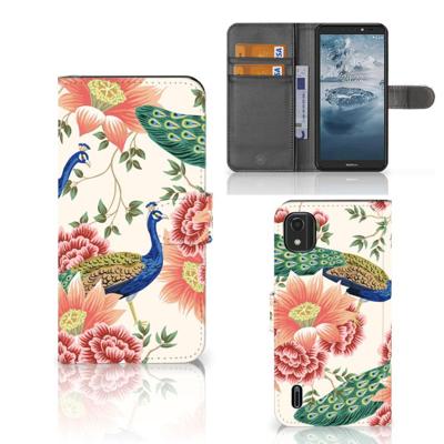 Telefoonhoesje | Met pasjeshouder | voor Nokia C2 2nd Edition Pink Peacock Telefoonhoesje | Met pasjeshouder | voor Nokia C2 2nd Edition Pink Peacock