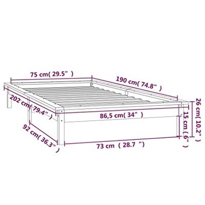 Bedframe LED massief hout 75x190 cm 2FT6 Bedframe LED massief hout 75x190 cm 2FT6