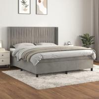 Boxspring met matras fluweel lichtgrijs 180x200 cm - thumbnail
