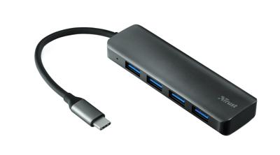 Trust Halyx Usb-C Naar 4-Poorts Usb-A 3.2 Gen1-Hub, Grijs