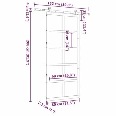 Schuifdeur Bruin 80 x 208 cm Massief grenenhout