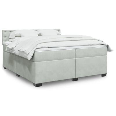 Boxspring met matras fluweel lichtgrijs 200x200 cm