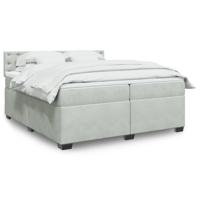 Boxspring met matras fluweel lichtgrijs 200x200 cm - thumbnail