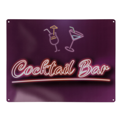 Metalen wandbord - Cocktail Bar - 40x30cm Metalen wandbord - Cocktail Bar - 40x30cm