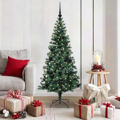 VidaXL Kunstmatig voorverlicht kerstboom groen 150 cm pvc en metaal