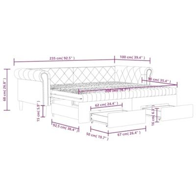 Slaapbank met onderschuifbed en lades 90x200 cm kunstleer zwart - thumbnail