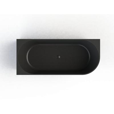 Half Vrijstaand Hoekbad Arcqua Pinto Back To Wall 170x73x57 cm Mat Zwart Links Arcqua