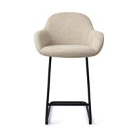 Jesper Home Barkruk 'Kushi' Arch Black, kleur Ivory Ivy (zithoogte 68cm) - thumbnail