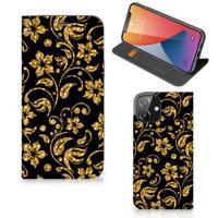 iPhone 12 | iPhone 12 Pro Smart Cover Gouden Bloemen - thumbnail