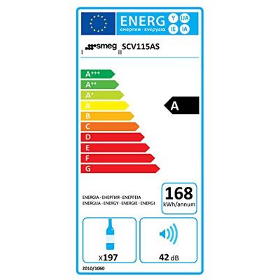 Smeg SCV115AS wijnkoeler Compressorwijnkoeler Vrijstaand Zwart, Roestvrijstaal 197 fles(sen) A