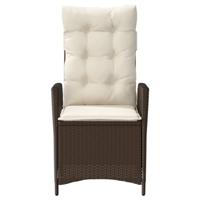 Tuinstoel verstelbaar met kussens poly rattan bruin - thumbnail