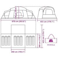 Familietent met verandakoepel 9-persoons waterdicht groen - thumbnail