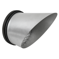 Uitblaasstuk - Uitblaasrooster 45 Graden Ø 200mm Met Gaas En Rubber - thumbnail