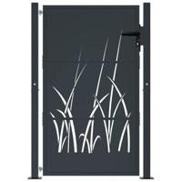 VidaXL Poort 105x155 cm met grasontwerp staal antracietkleurig - thumbnail