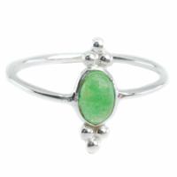 Edelsteen Ring Smaragd (gekleurd) - 925 Zilver - Fancy (Maat 17) - thumbnail