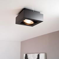 Castor nero I by LUSENZ - Vierkante plafondlamp met richtbare spot en matzwarte coating - thumbnail