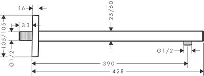 Hansgrohe Douche-arm Square 38,9 cm, mat zwart
