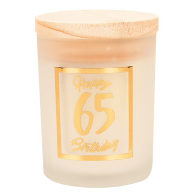 Geurkaars klein goud/wit - 65 jaar