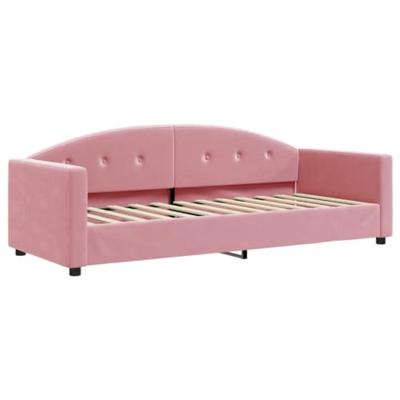 Slaapbank met onderschuifbed 80x200 cm fluweel roze