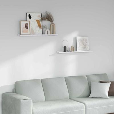 Wandplank met plank 2 pcs Wit Marmer 80 x 9 x 3 cm Bewerkt hout Wandplank met plank 2 pcs Wit Marmer 80 x 9 x 3 cm Bewerkt hout