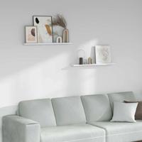 Wandplank met plank 2 pcs Wit Marmer 80 x 9 x 3 cm Bewerkt hout - thumbnail