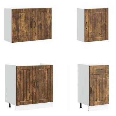 7-delige Keukenkastenset Lucca bewerkt hout gerookt eiken