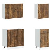 7-delige Keukenkastenset Lucca bewerkt hout gerookt eiken - thumbnail