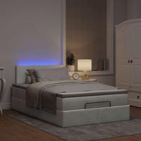 Ottoman bed met matras en LED's 80x200cm fluweel lichtgrijs - thumbnail