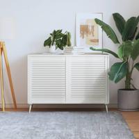 VidaXL Kastdeuren met lamellen 2 st 69x59,4 cm massief grenenhout wit - thumbnail