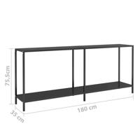 Wandtafel 180x35x75,5 cm gehard glas zwart - thumbnail