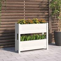 VidaXL Plantenbak 77x25x66 cm massief grenenhout wit - thumbnail