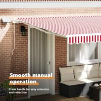 VidaXL Inklapbaar zonnescherm met rood en wit 400 ×300 cm stof - thumbnail