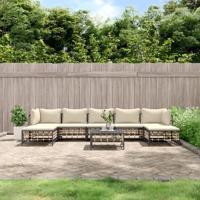 8-delige Loungeset met kussens poly rattan antracietkleurig - thumbnail