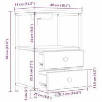Nachtkastje met lade Grijs Sonoma 40 x 31 x 60 cm Bewerkt hout - thumbnail
