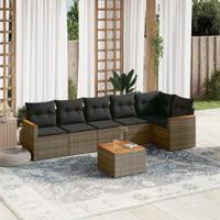 7-delige Loungeset met kussens poly rattan grijs - thumbnail
