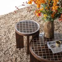 By-Boo Ronde Bijzettafel 'TiledUp' Keramiek en mangohout, 40cm - thumbnail