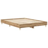 Bedframe zonder matras 140x200 cm spaanplaat artisanaal eiken - thumbnail