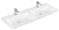 Wastafel Villeroy & Boch Subway 3.0 Dubbele Wasbak Met CeramicPlus 2 Kraangaten Zonder Overloop 130x47x16.5 cm Stone White - thumbnail