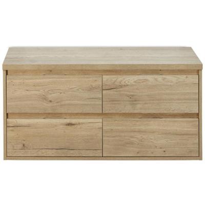 Porto Badmeubelset 120 cm - 4 Laden Natuur Eiken - Wastafelbovenblad Natuur Eiken
