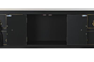 Bijzettafel DKD Home Decor 95 x 26 x 79 cm Spar Zwart Gouden Metaal Wit Hout MDF