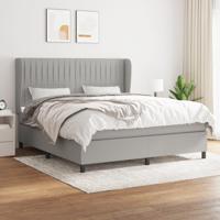 Boxspring met matras stof lichtgrijs 160x200 cm - thumbnail